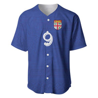 Custom Fijian Football Baseball Jersey Tapa Pattern and Shark Tribal LT03 Blue - Polynesian Pride