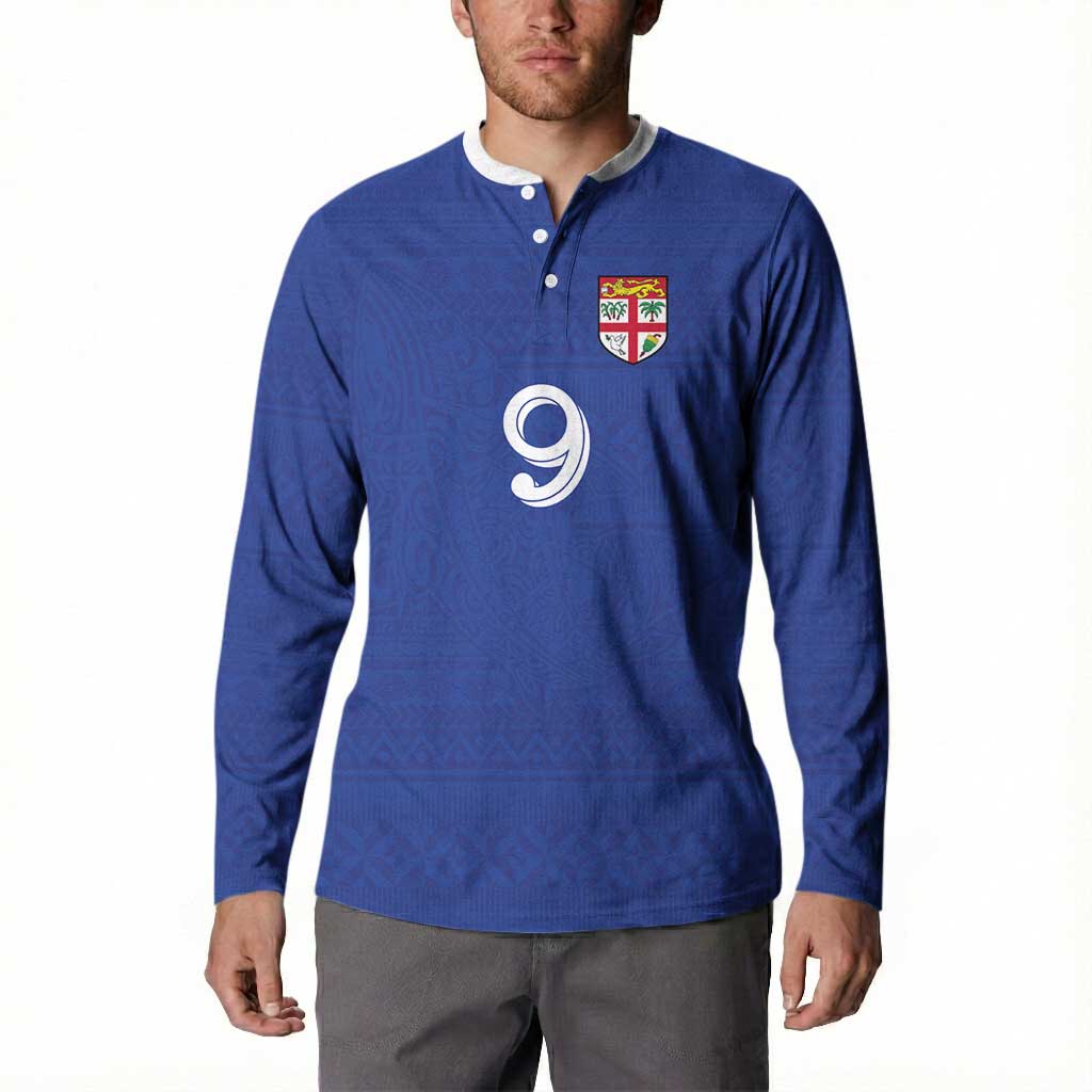 Custom Fijian Football Button Sweatshirt Tapa Pattern and Shark Tribal