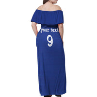 Custom Fijian Football Family Matching Off Shoulder Maxi Dress and Hawaiian Shirt Tapa Pattern and Shark Tribal