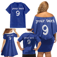 Custom Fijian Football Family Matching Off Shoulder Short Dress and Hawaiian Shirt Tapa Pattern and Shark Tribal LT03 - Polynesian Pride