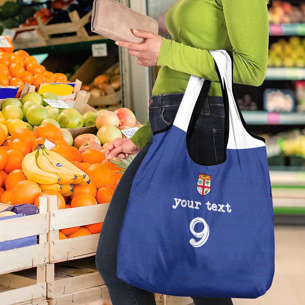 Custom Fijian Football Grocery Bag Tapa Pattern and Shark Tribal