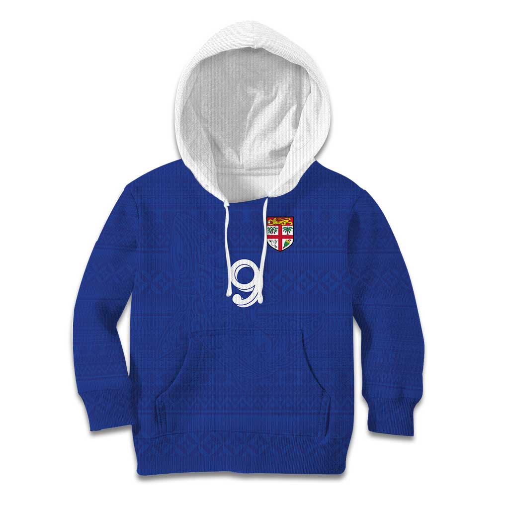Custom Fijian Football Kid Hoodie Tapa Pattern and Shark Tribal