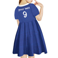 Custom Fijian Football Kid Short Sleeve Dress Tapa Pattern and Shark Tribal