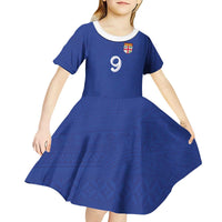 Custom Fijian Football Kid Short Sleeve Dress Tapa Pattern and Shark Tribal