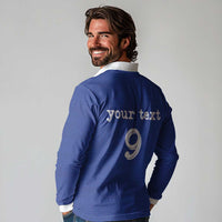 Custom Fijian Football Long Sleeve Polo Shirt Tapa Pattern and Shark Tribal