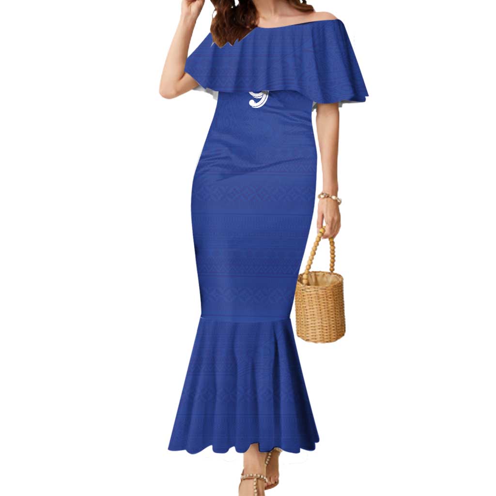 Custom Fijian Football Mermaid Dress Tapa Pattern and Shark Tribal