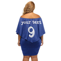 Custom Fijian Football Off Shoulder Short Dress Tapa Pattern and Shark Tribal LT03 - Polynesian Pride