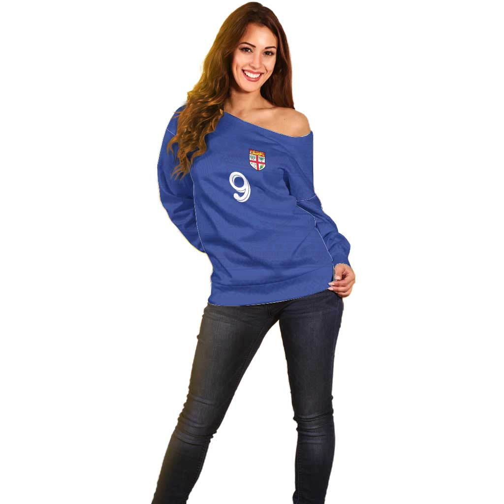 Custom Fijian Football Off Shoulder Sweater Tapa Pattern and Shark Tribal