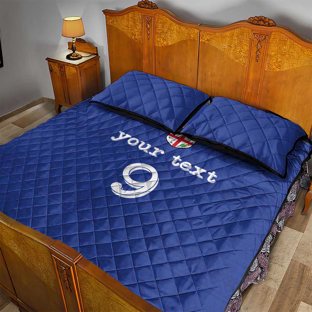 Custom Fijian Football Quilt Bed Set Tapa Pattern and Shark Tribal