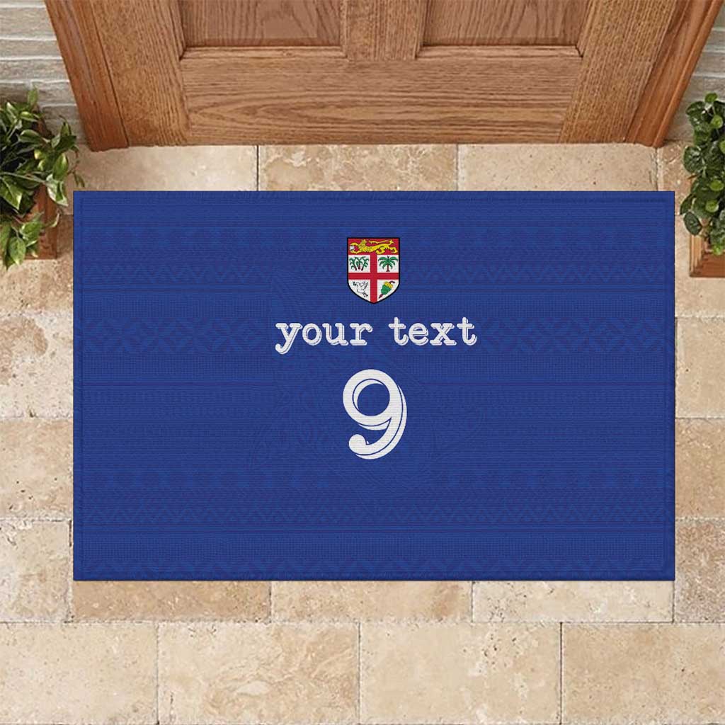 Custom Fijian Football Rubber Doormat Tapa Pattern and Shark Tribal