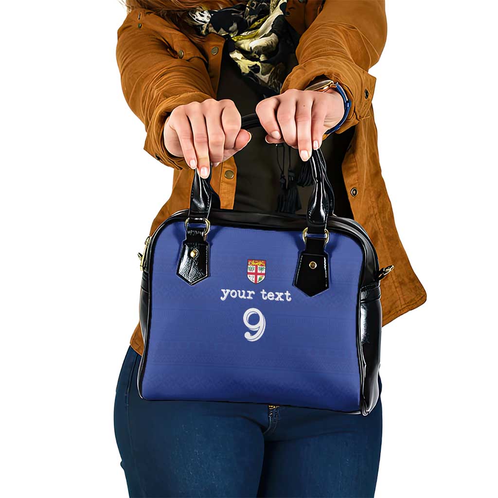 Custom Fijian Football Shoulder Handbag Tapa Pattern and Shark Tribal LT03 One Size Blue - Polynesian Pride