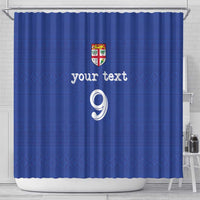 Custom Fijian Football Shower Curtain Tapa Pattern and Shark Tribal