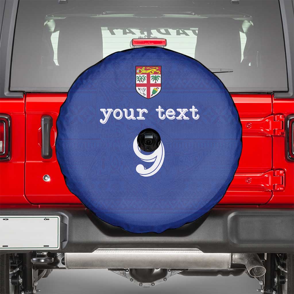 Custom Fijian Football Spare Tire Cover Tapa Pattern and Shark Tribal LT03 - Polynesian Pride