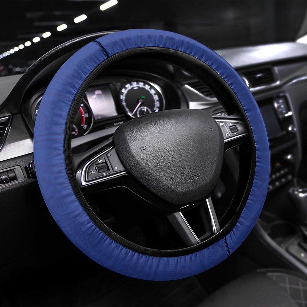 Fijian Football Steering Wheel Cover Tapa Pattern and Shark Tribal