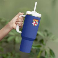 Custom Fijian Football Tumbler With Handle Tapa Pattern and Shark Tribal