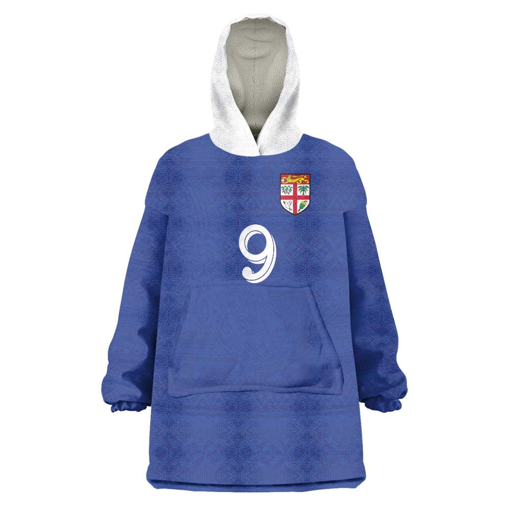 Custom Fijian Football Wearable Blanket Hoodie Tapa Pattern and Shark Tribal