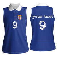 Custom Fijian Football Women Sleeveless Polo Shirt Tapa Pattern and Shark Tribal
