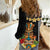 Hawaii Plumeria Lei Women Casual Shirt Tiki and Kakau Pattern Black Color