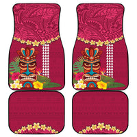 Hawaii Plumeria Lei Car Mats Tiki and Kakau Pattern Pink Color LT03 - Polynesian Pride
