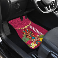 Hawaii Plumeria Lei Car Mats Tiki and Kakau Pattern Pink Color LT03 - Polynesian Pride
