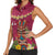 Hawaii Plumeria Lei Women Sleeveless Polo Shirt Tiki and Kakau Pattern Pink Color