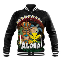Aloha Hawaii Baseball Jacket Kanaka Maoli with Polynesian Spiral Plumeria