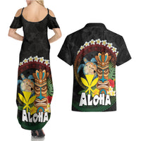 Aloha Hawaii Couples Matching Summer Maxi Dress and Hawaiian Shirt Kanaka Maoli with Polynesian Spiral Plumeria