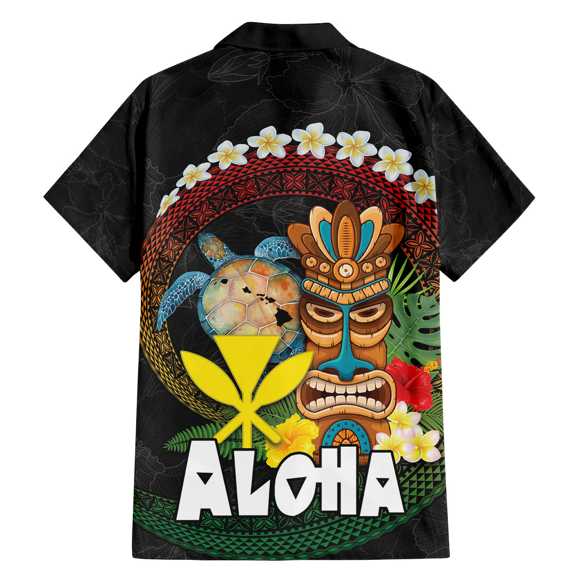 Aloha Hawaii Family Matching Off The Shoulder Long Sleeve Dress and Hawaiian Shirt Kanaka Maoli with Polynesian Spiral Plumeria