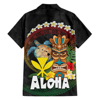 Aloha Hawaii Family Matching Off The Shoulder Long Sleeve Dress and Hawaiian Shirt Kanaka Maoli with Polynesian Spiral Plumeria