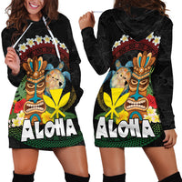 Aloha Hawaii Hoodie Dress Kanaka Maoli with Polynesian Spiral Plumeria