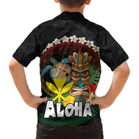 Aloha Hawaii Kid Hawaiian Shirt Kanaka Maoli with Polynesian Spiral Plumeria