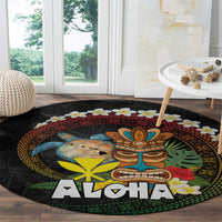 Aloha Hawaii Round Carpet Kanaka Maoli with Polynesian Spiral Plumeria