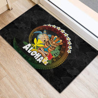 Aloha Hawaii Rubber Doormat Kanaka Maoli with Polynesian Spiral Plumeria