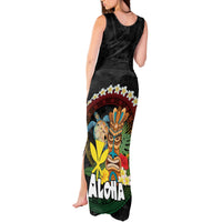 Aloha Hawaii Tank Maxi Dress Kanaka Maoli with Polynesian Spiral Plumeria