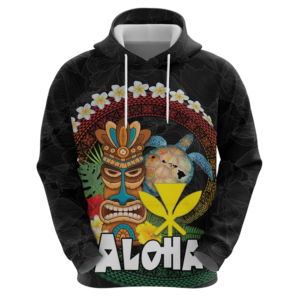 Aloha Hawaii Zip Hoodie Kanaka Maoli with Polynesian Spiral Plumeria