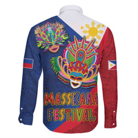 Philippines MassKara Family Matching Short Sleeve Bodycon Dress and Hawaiian Shirt Filipino Carnival Mask and Polynesian Pattern