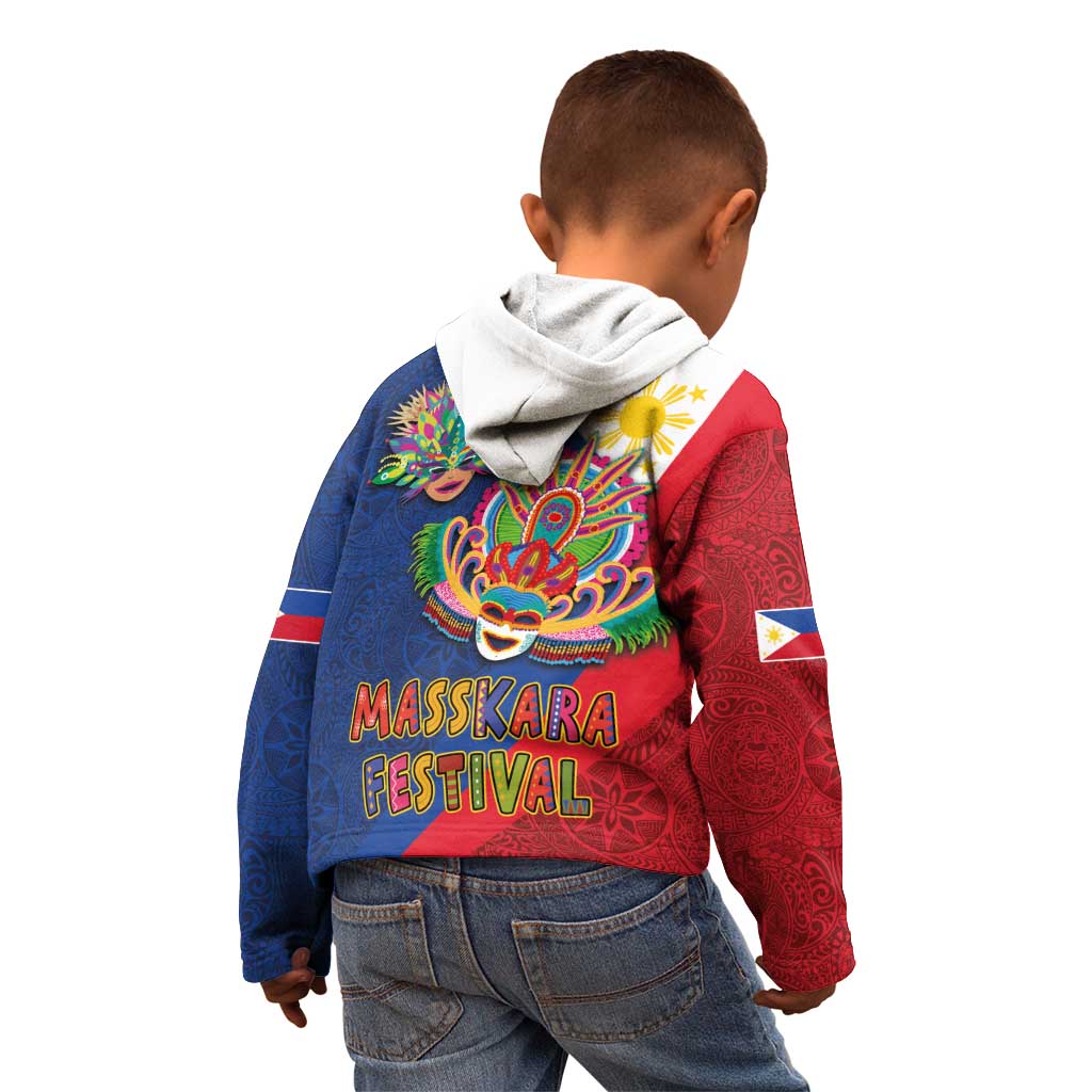 Philippines MassKara Kid Hoodie Filipino Carnival Mask and Polynesian Pattern LT03 - Polynesian Pride
