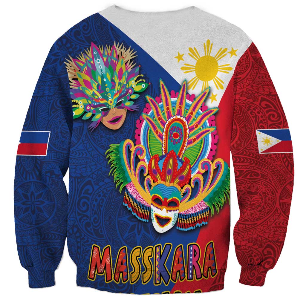 Philippines MassKara Sweatshirt Filipino Carnival Mask and Polynesian Pattern LT03 - Polynesian Pride