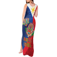 Philippines MassKara Tank Maxi Dress Filipino Carnival Mask and Polynesian Pattern