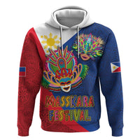 Philippines MassKara Zip Hoodie Filipino Carnival Mask and Polynesian Pattern