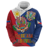 Philippines MassKara Zip Hoodie Filipino Carnival Mask and Polynesian Pattern