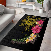 Hawaii and Philippines Together Area Rug Hibiscus Flower and Sun Badge Polynesian Pattern Coloful LT03 - Polynesian Pride