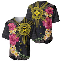 Hawaii and Philippines Together Baseball Jersey Hibiscus Flower and Sun Badge Polynesian Pattern Coloful LT03 - Polynesian Pride