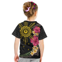 Hawaii and Philippines Together Kid T Shirt Hibiscus Flower and Sun Badge Polynesian Pattern Coloful LT03 - Polynesian Pride