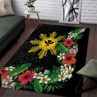 Tropical Hawaii and Philippines Area Rug Kanaka Maoli and Sun Badge Batok Tattoo Colorful