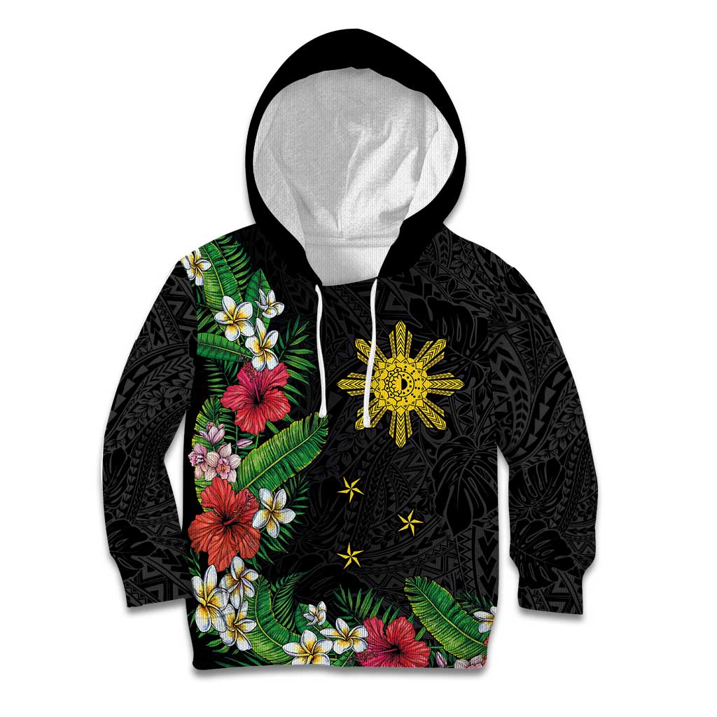 Tropical Hawaii and Philippines Kid Hoodie Kanaka Maoli and Sun Badge Batok Tattoo Colorful