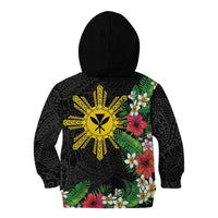 Tropical Hawaii and Philippines Kid Hoodie Kanaka Maoli and Sun Badge Batok Tattoo Colorful