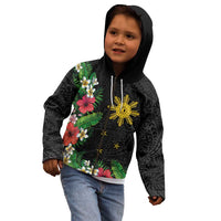 Tropical Hawaii and Philippines Kid Hoodie Kanaka Maoli and Sun Badge Batok Tattoo Colorful