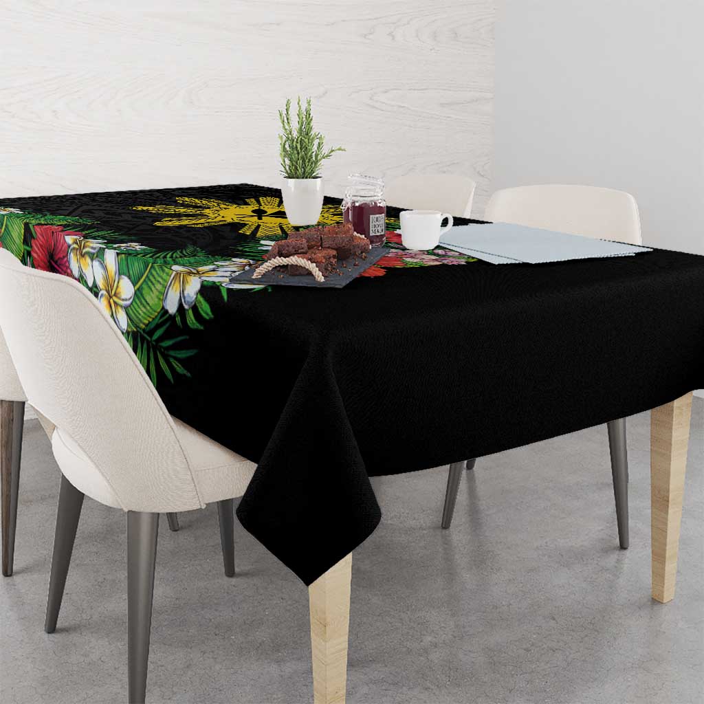 Tropical Hawaii and Philippines Tablecloth Kanaka Maoli and Sun Badge Batok Tattoo Colorful