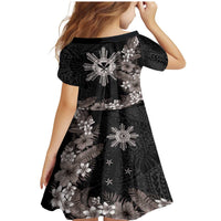 Tropical Hawaii and Philippines Family Matching Mermaid Dress and Hawaiian Shirt Kanaka Maoli and Sun Badge Batok Tattoo Grayscale